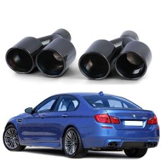 BMW 5 Serie F10 F11 dubbele zwarte RVS sierstukken