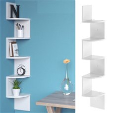 Hoekkast, boekenkast, boekenplank wit | 123x 19,5x 19,5 cm