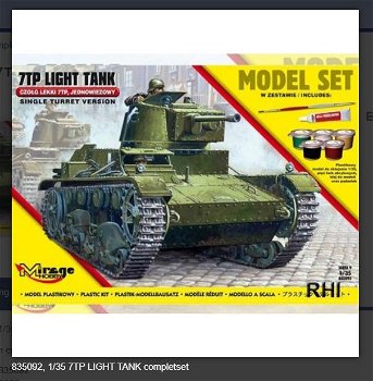 Bouwpakket Hobby Mirage schaal 1:35 7TP tank 835092 incl verf - 0