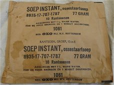 Rantsoen Pakje, GROEP 10-IN-1, Soep Instant Ossestaartsoep, Koninklijke Landmacht, 1961.(Nr.4)