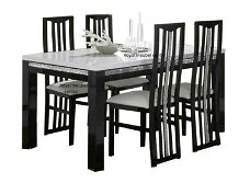 Eettafel Chrome decoratie Hoogglans MDF wit zwart SALE!