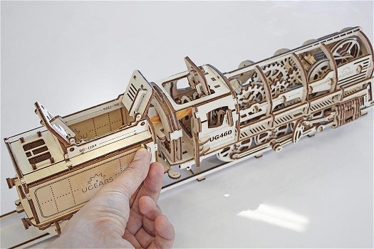 Houten bouwpakket Ugears trein stoom locomotief 31 cm - 1