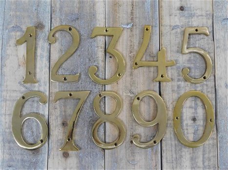 Huisnummers , messing cijfer - 0