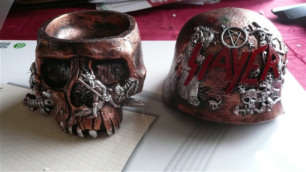Slayer schedel met duitse helm / voorraadpot - 0