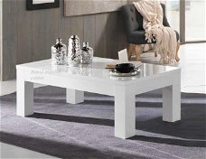 Salontafel hoogglans wit- zwart grijs-Aanbieding--