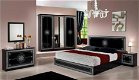 Slaapkamer set-klassiek- hoogglans wit zwart bari-AANBIEDING-- - 3 - Thumbnail
