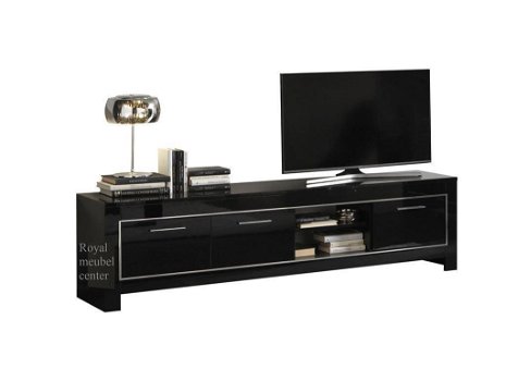 Tv meubels 207 cm-Mona hoogglans wit - zwart-SALE--- - 0