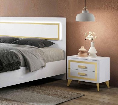 Italiaanse slaapkamer set Gold Hoogglans wit-AANBIEDING- - 2