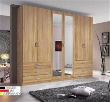 SALE Kledingkast Berg Wit-grijs-eiken spiegeldeuren met laden