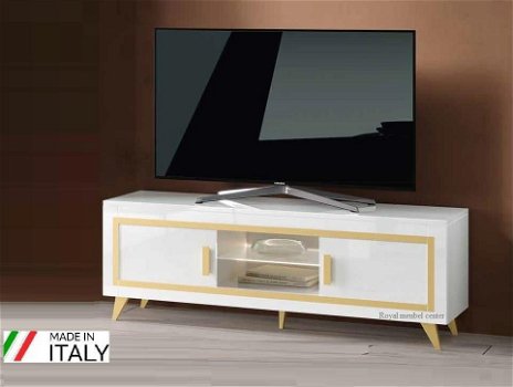 TV meubel Gold hoogglans wit 160 cm-Aanbieding! - 0