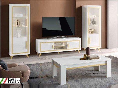 TV meubel Gold hoogglans wit 160 cm-Aanbieding! - 1