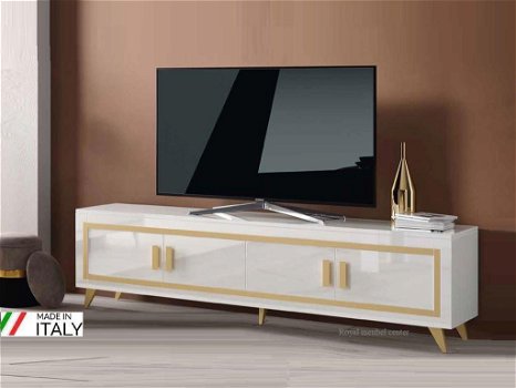 TV meubel Gold hoogglans wit 207 cm-Aanbieding- - 0