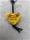 Handgemaakt hart van glas geel met oranje sleutelhanger. - 2 - Thumbnail