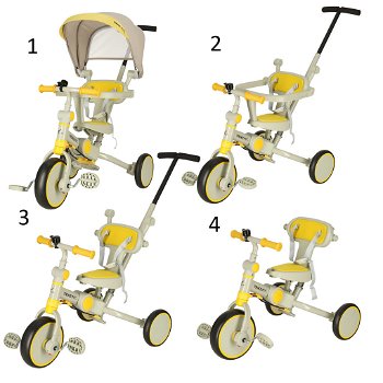 Driewieler Trike Fix V4 | Met luifel | inklapbaar | Kleur geel/grijs - 5