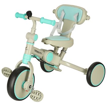 Driewieler Trike Fix V4 | Met luifel | inklapbaar | Kleur turquoise/grijs - 2