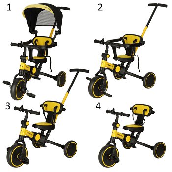 Driewieler Trike Fix V4 | Met luifel | inklapbaar | Kleur Geel/Zwart - 5