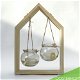 Houten Raam Decoratie met Hangende Glazen Potjes Huisje – 19 x 28 x 8 cm - 1 - Thumbnail