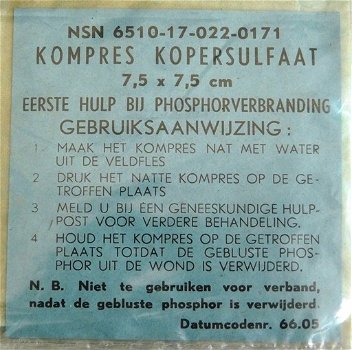 Compressen /Kompres met Kopersulfaat, Fosforbandwonden, Koninklijke Landmacht, 3 stuks, 1966.(Nr.13) - 1
