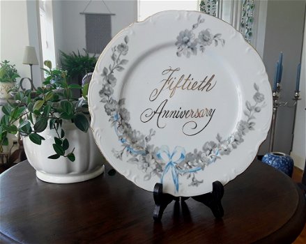 Schitterend bord fiftieth anniversary (verjaardag/huwelijk) - 1