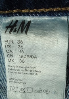 Te koop gedragen blauwe spijkerbroek van H&M (maat: 36). - 2