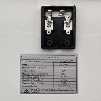 Zonnepaneel 12V 30W boot - schrikdraad - sigbaalborden - 1