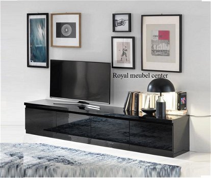 Tv meubel Forever XL hoogglans wit zwart marmer 220 cm-SALE - 1