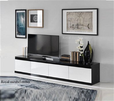 Tv meubel Forever XL hoogglans wit zwart marmer 220 cm-SALE - 3