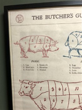 Oude ingelijste Reclame Poster ''The Butchers Guide'' - 2