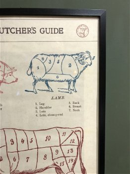 Oude ingelijste Reclame Poster ''The Butchers Guide'' - 3