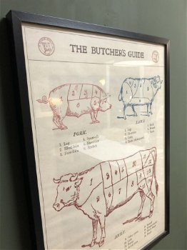Oude ingelijste Reclame Poster ''The Butchers Guide'' - 6