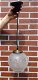 Klassieke brocante hanglamp - wit glas met werkje - bronskleurige kapje - 0 - Thumbnail