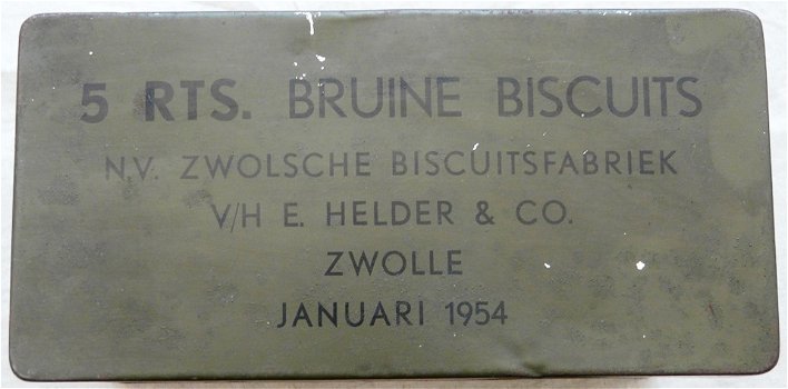 Rantsoen Veld Blik, 5 rts. Bruine Biscuits, Koninklijke Landmacht, 1954.(Nr.1) - 1