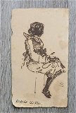 A574 Cecile Walton (toegeschr) inkttekening meisje in jurk