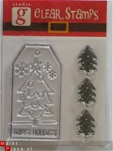 Studio G stamp Kerst tag tree