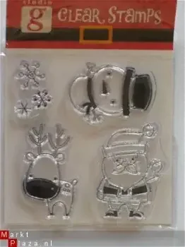 Studio G stamp Kerst snowman, santa and deer - 0