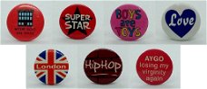 Buttons Stupid Factory Where Boys Are Made - Super Star - Boys Are Toys - Love - London - Hiphop
