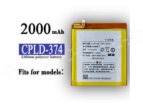 New battery CPLD-374 2000mAh/7.60WH 3.8V for COOLPAD Y72-921 Y72 K2-01 - 0