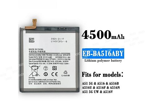 New battery EB-BA516ABY 4500mAh/17.37WH 3.86V for Samsung Galaxy A51 5G/A516 - 0