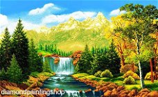 Diamond painting waterfall trees
