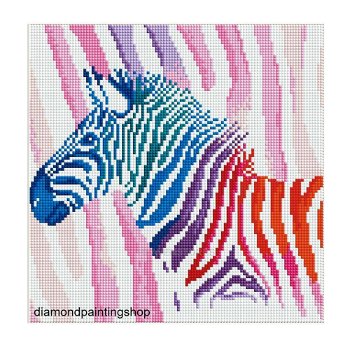 Diamond painting colorful zebra L - 0