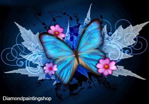 Diamond painting blue butterfly XL - 0