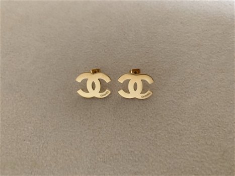 Gouden coco stud letter oorbellen 18k verguld waterproof - 0