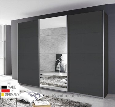 Schuifdeur kledingkast XL 3 deuren Zijdegrijs-wit-antraciet SALE - 5