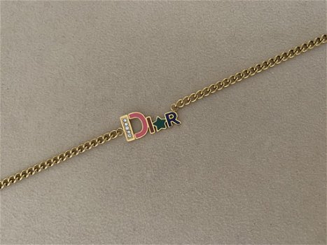 Gouden ketting met gekleurde letter bedel verguld waterproof - 0