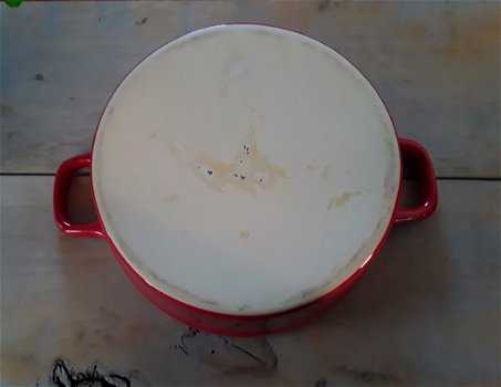 Mooie rode cocotte / ovenschaal met deksel (aardewerk) - 4