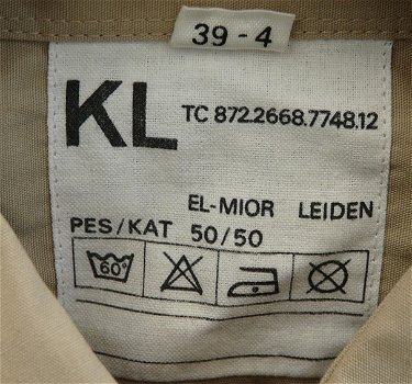 Hemd, Uniform DT63 (Dagelijks Tenue), lange mouw, Koninklijke Landmacht, maat: 39-4, jaren'80.(Nr.1) - 3