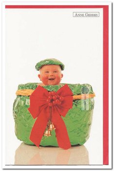 Wenskaart met enveloppe: Anne Geddes (1998): Kerstbaby - 0