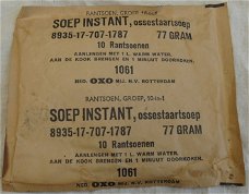 Rantsoen Pakje, GROEP 10-IN-1, Soep Instant Ossestaartsoep, Koninklijke Landmacht, 1961.(Nr.5)
