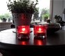 Waxinelichthouders van dik rood glas met motieven erop - 3 - Thumbnail