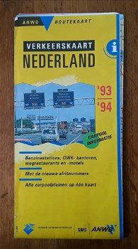 Verkeerskaart Nederland 93/94 - ANWB routekaart - landkaart - 0